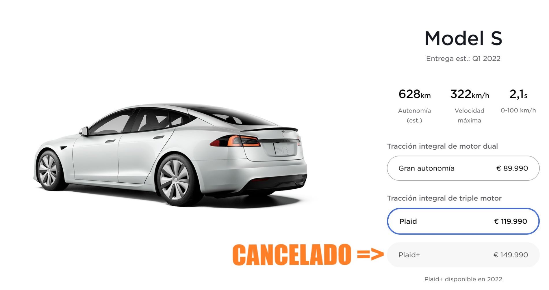 Tesla Model S Plaid+canceled