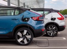 Pure Electric Volvo C40 And Xc40 Recharge At A Charging Station