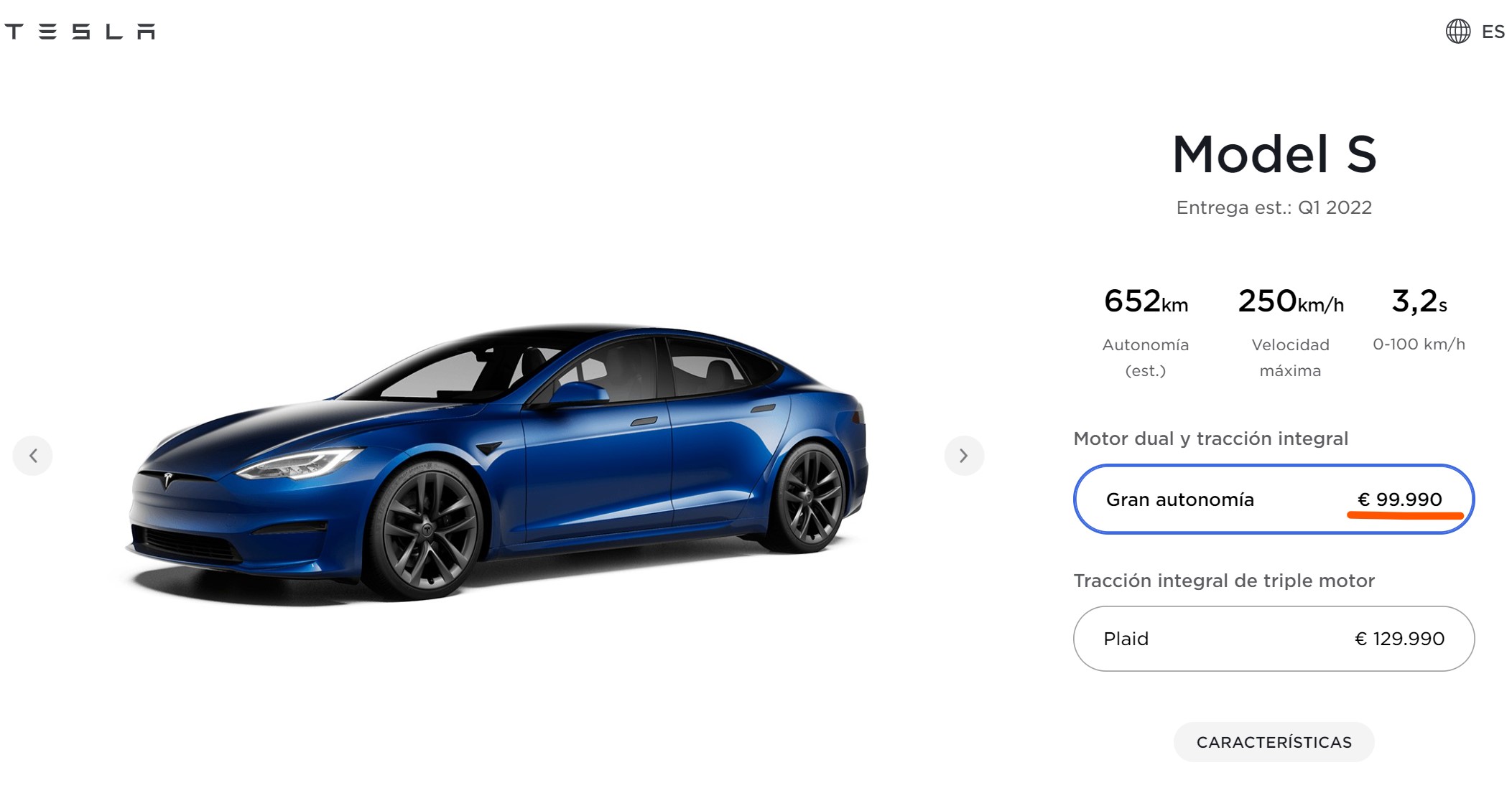 Tesla Model S Long Range Precio España Agosto21