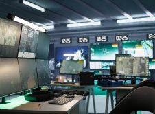 Panning Shot Of Empty Military Base With Radar Systems Tracking Enemy Original 2739946