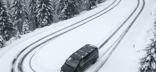 Neumáticos de invierno y cadenas en furgonetas/campers: guía 2026 para elegir entre M+S vs 3PMSF, tipos, montaje, presiones y multas