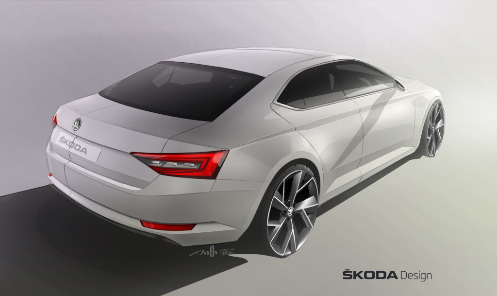 El nuevo Škoda Superb revela su zaga en otro boceto