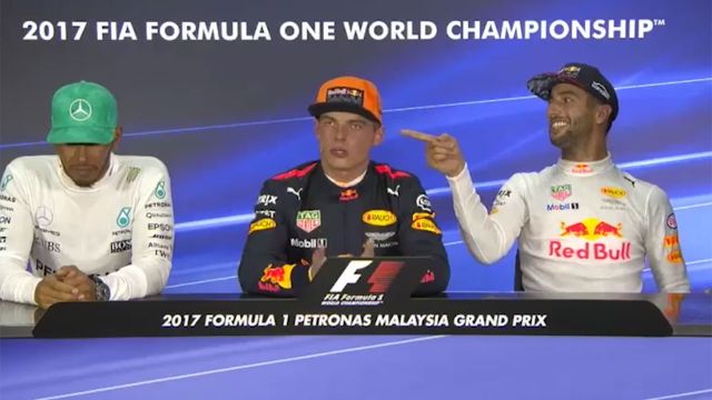 Max Vertappen y Ricciardo Malasia