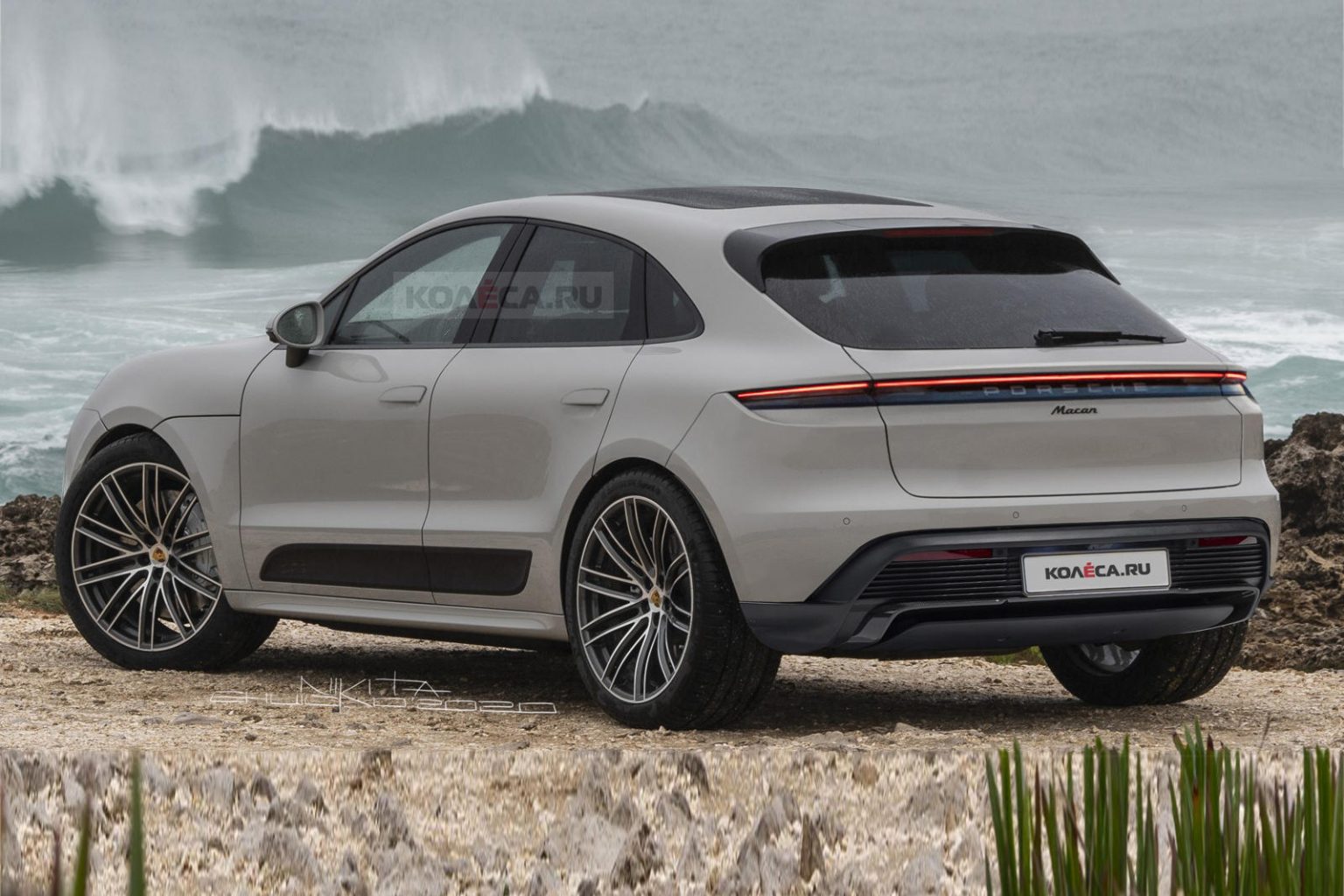 Porsche Macan eléctrico hecho render anticipando su diseño