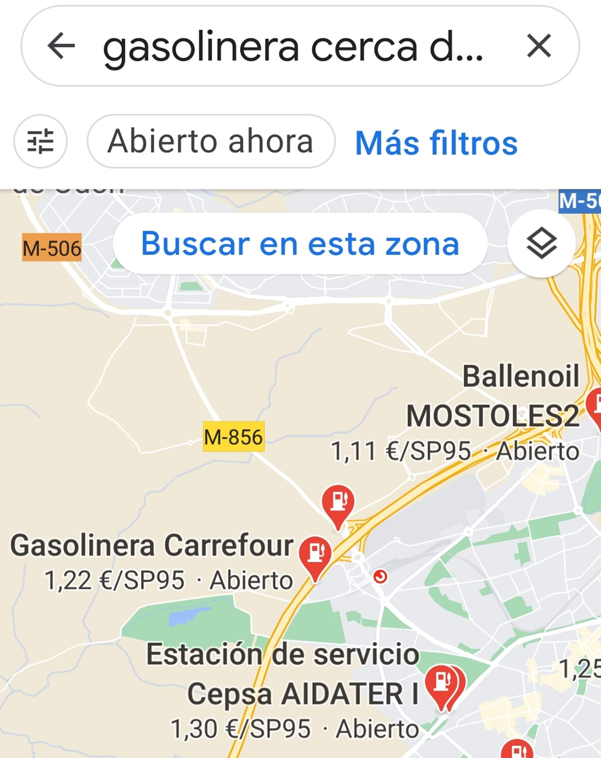 Google Maps Gasolineras