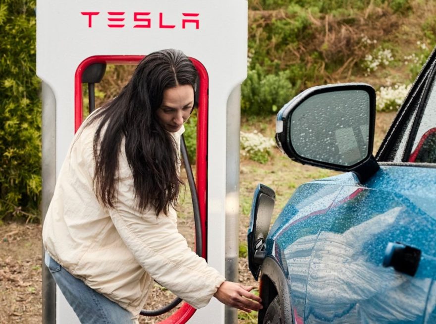 Rivian Tesla Supercharger Side