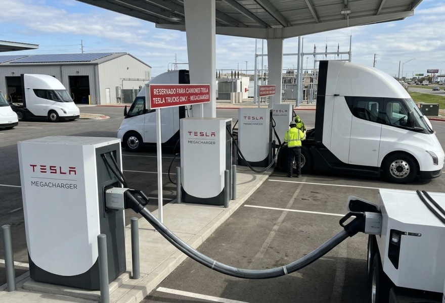 Tesla inaugura su primera estación de Megacargadores para camiones Semi en Estados Unidos