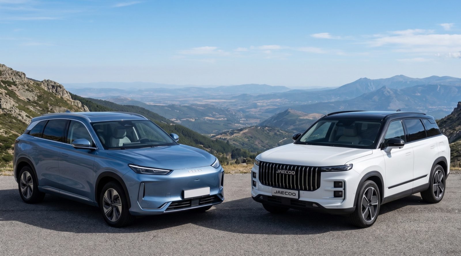 Geely E5 versus Jaecoo 7: duas visões chinesas do carro compacto acessível.